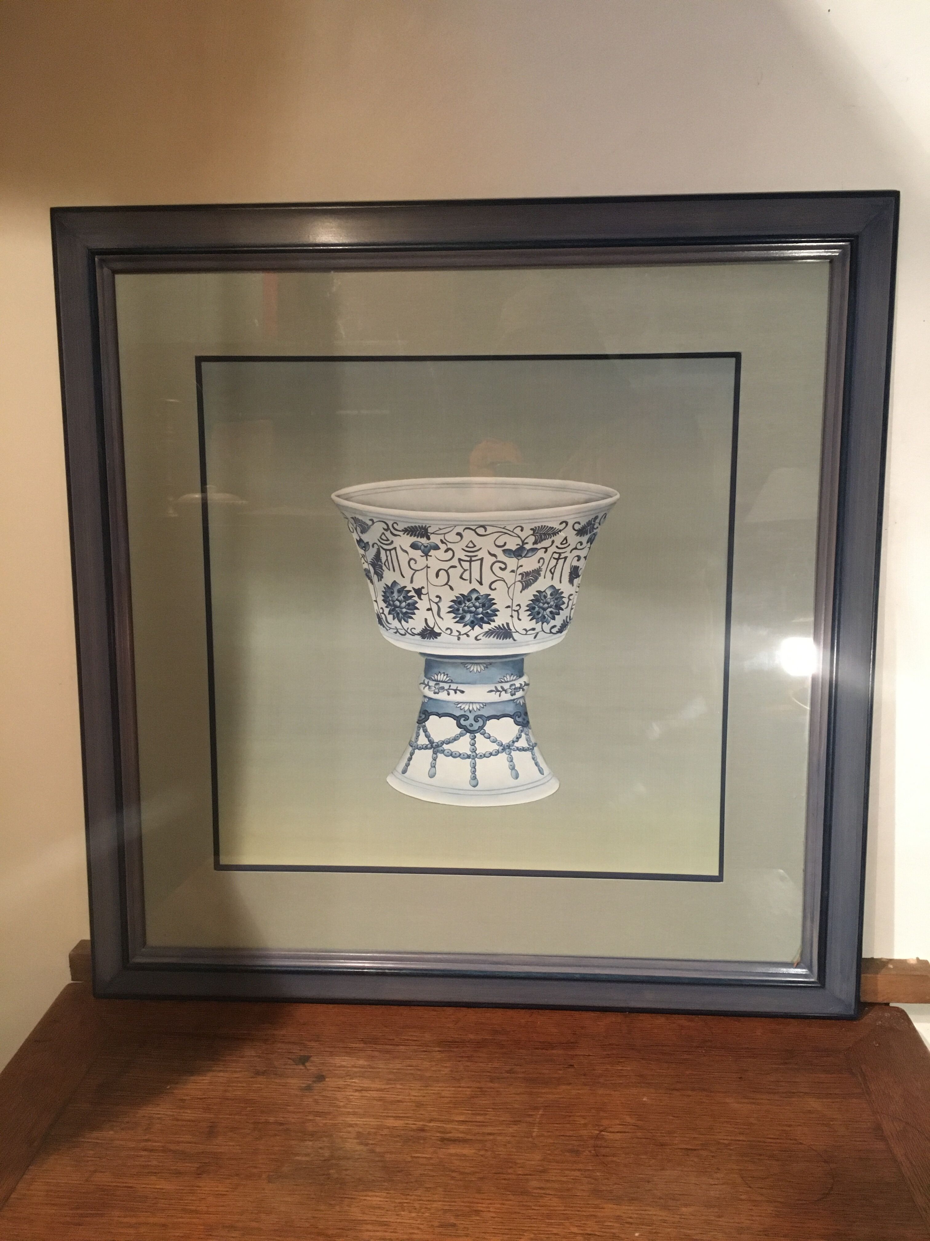 Ming blue and white pottery, hand-painted.