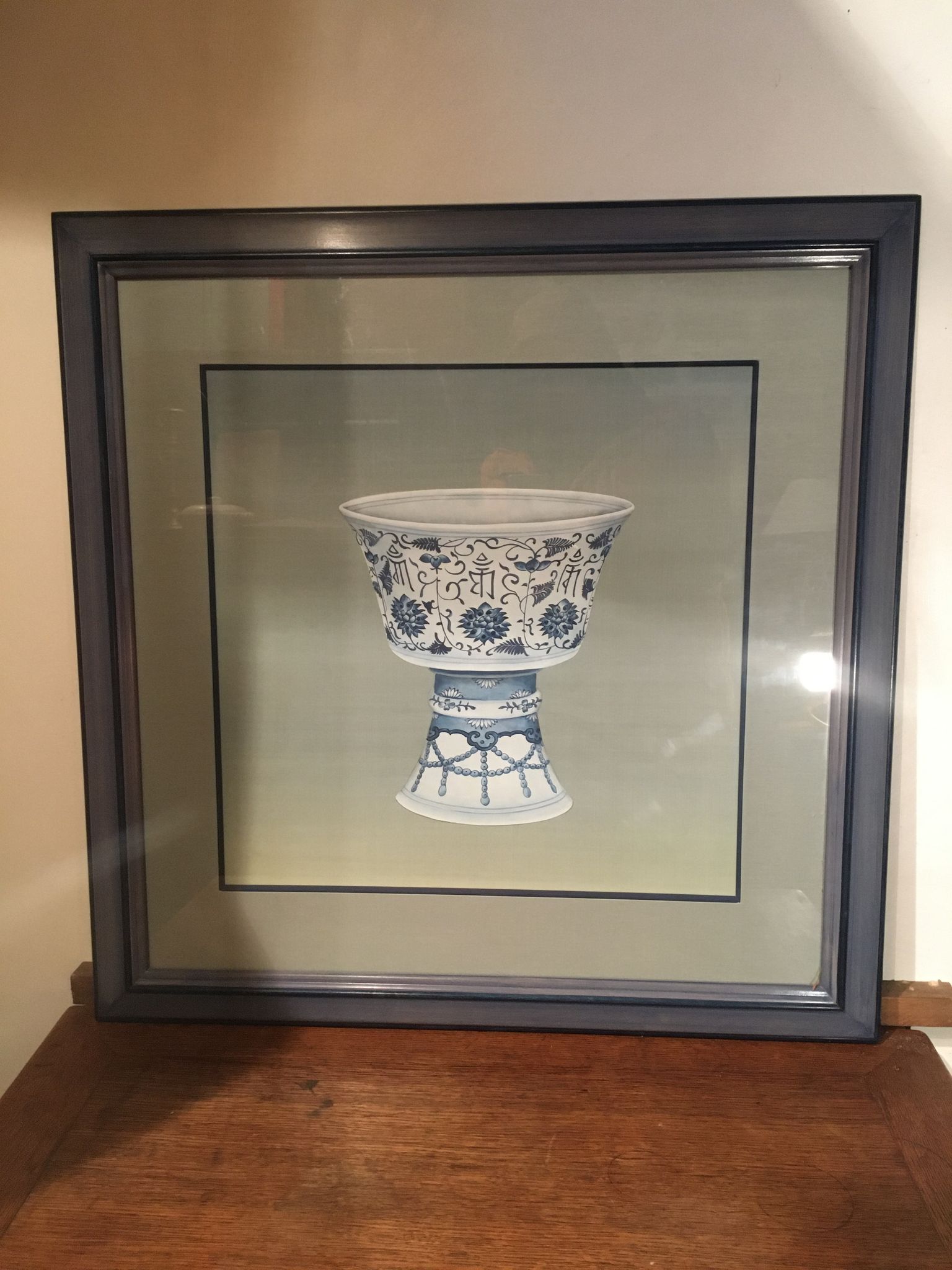 Ming blue and white pottery, hand-painted.