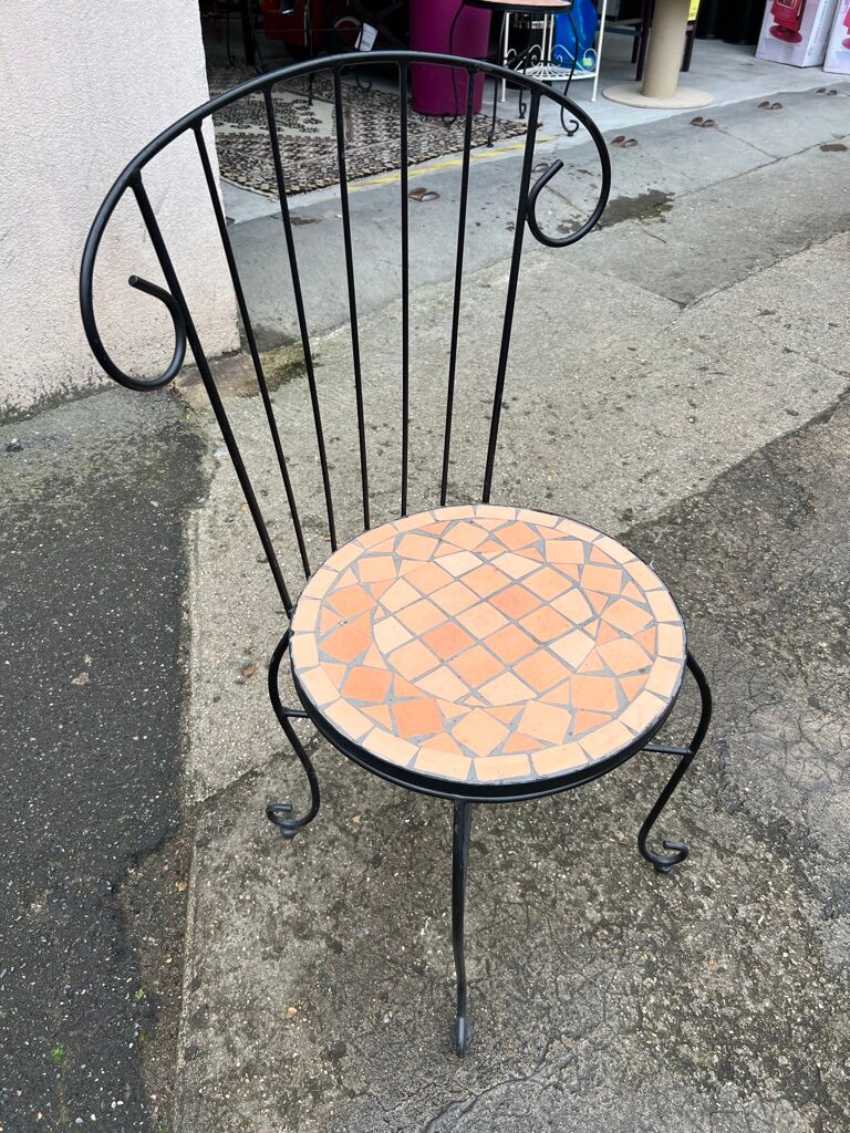 Set of 4 terracotta ceramic mosaic chairs