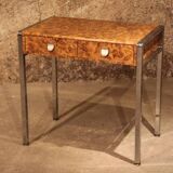 Small desk vanity 70 walnut burl chrome base