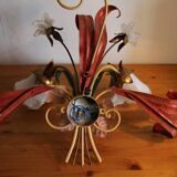 Bouquet of Flowers wall light in painted metal and glass tulip lampshade