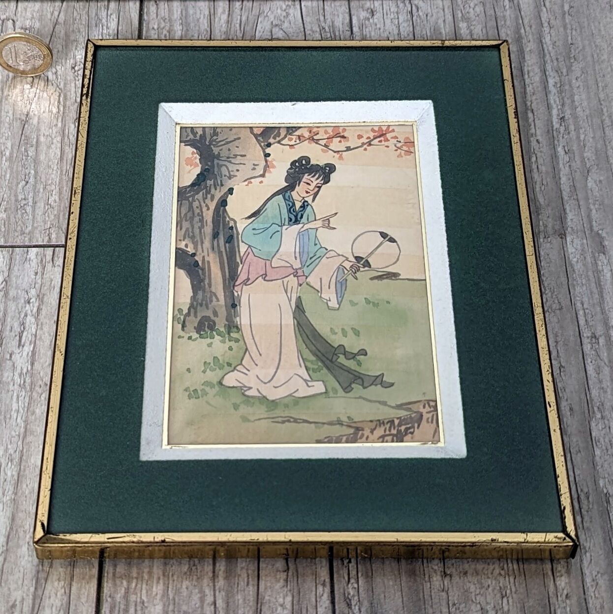 Chinese print "young beauties with a fan" twentieth century