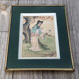 Chinese print "young beauties with a fan" twentieth century