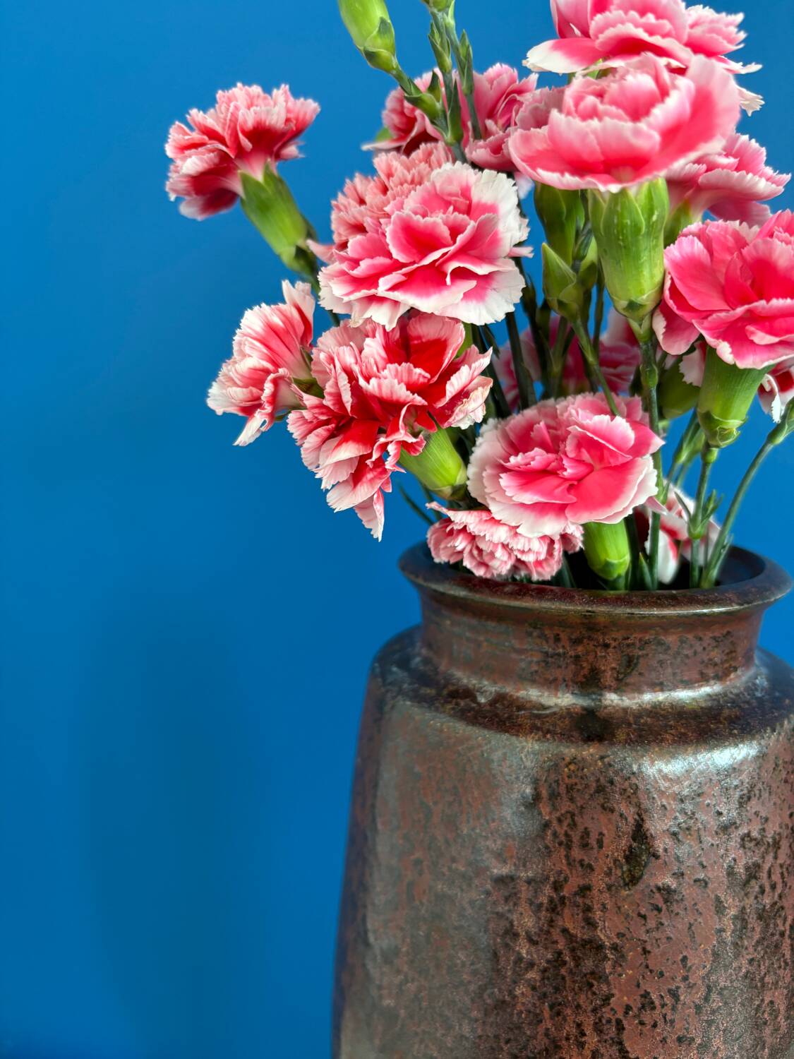 Large textured dark ceramic vase
