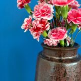 Large textured dark ceramic vase