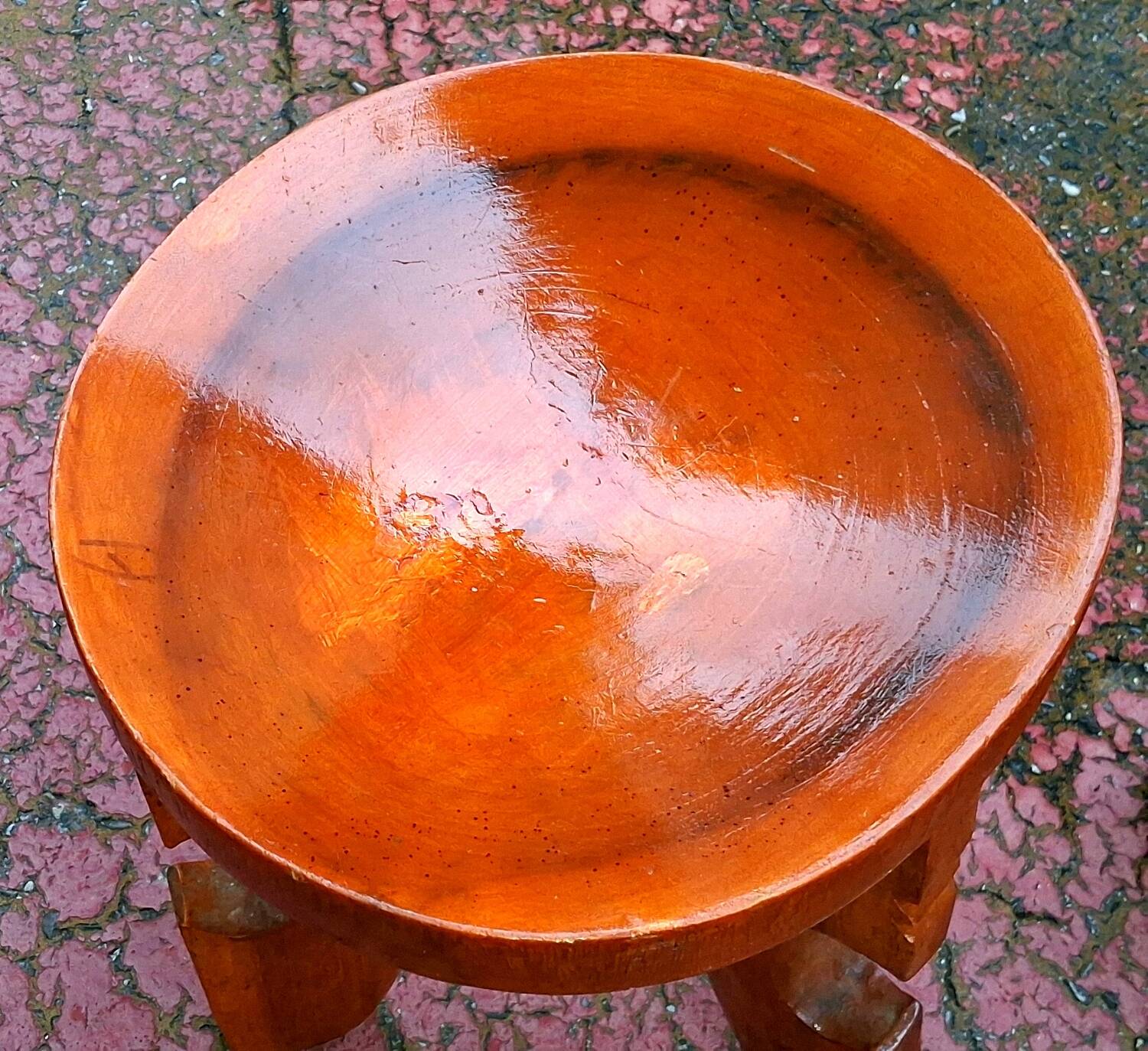 Pair of solid wood stools in African style