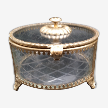 Boite à bijoux en verre ciselé style Napoléon III