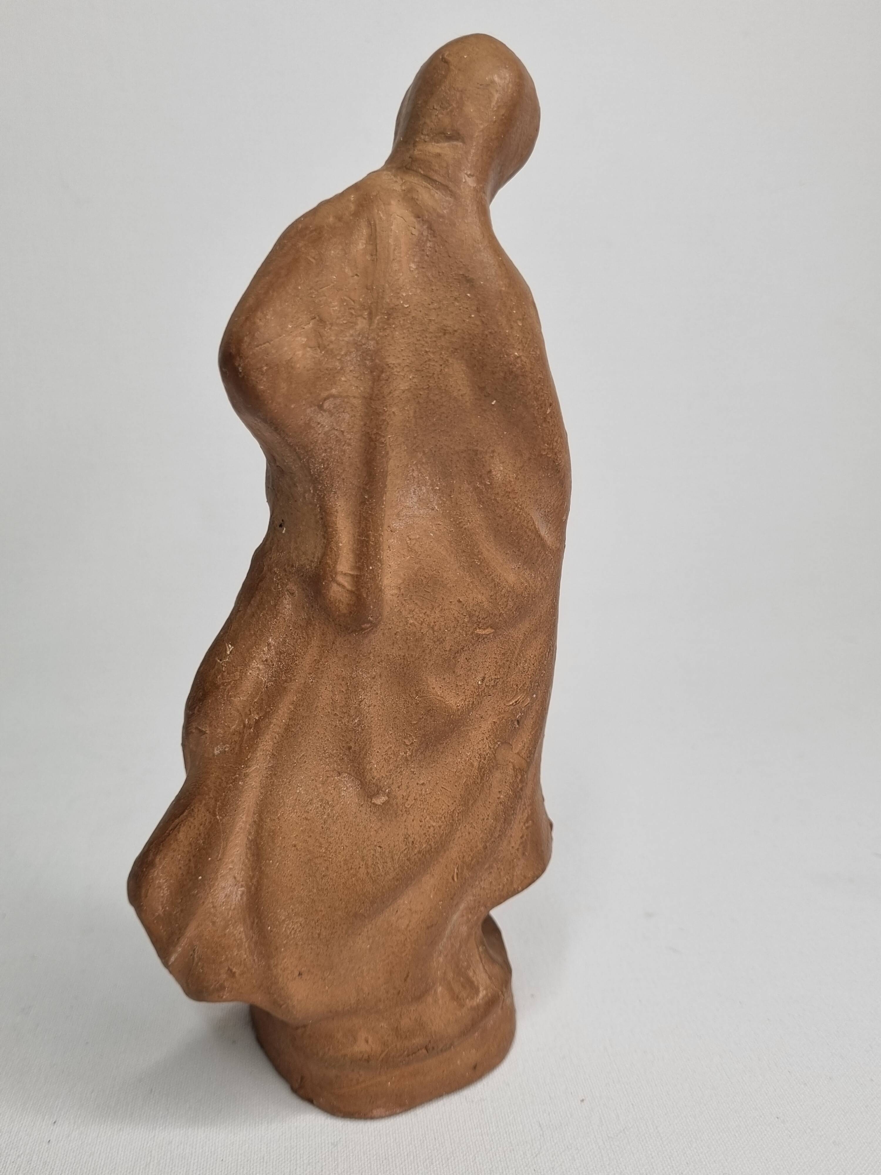 Draped Tanagra after Alexandre Bigot, Terracotta statuette, 20 cm