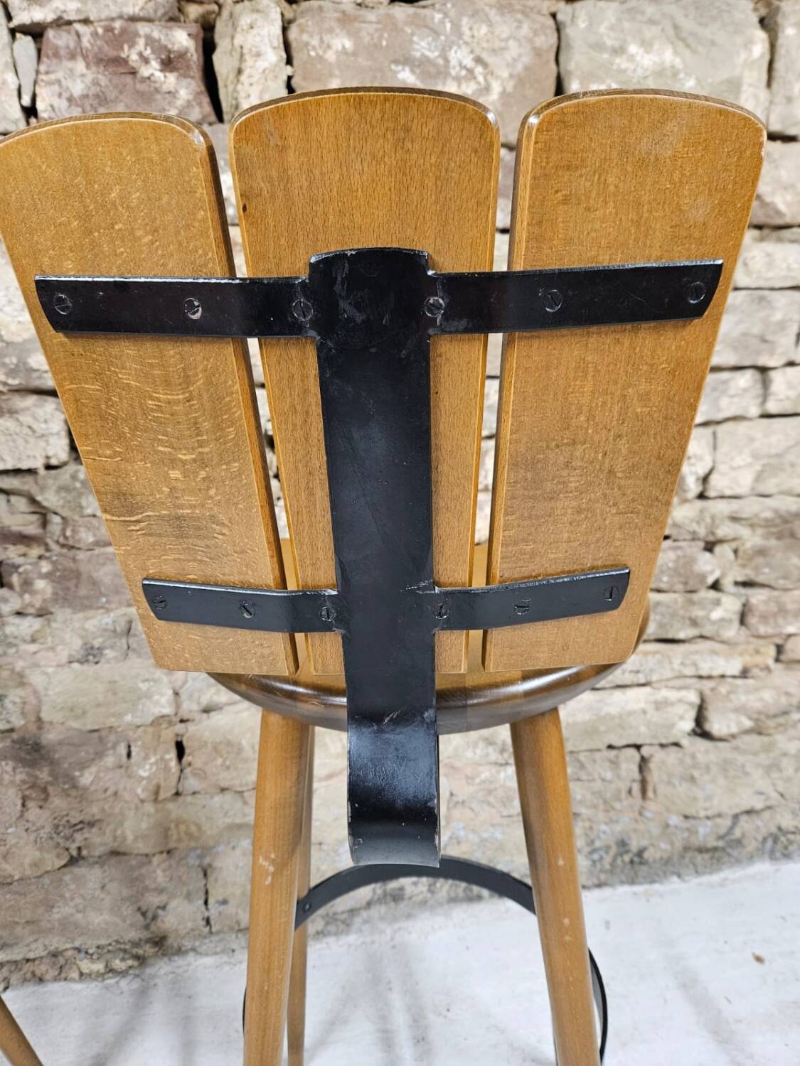 Lot de 3 tabourets de bar 1970 vintage