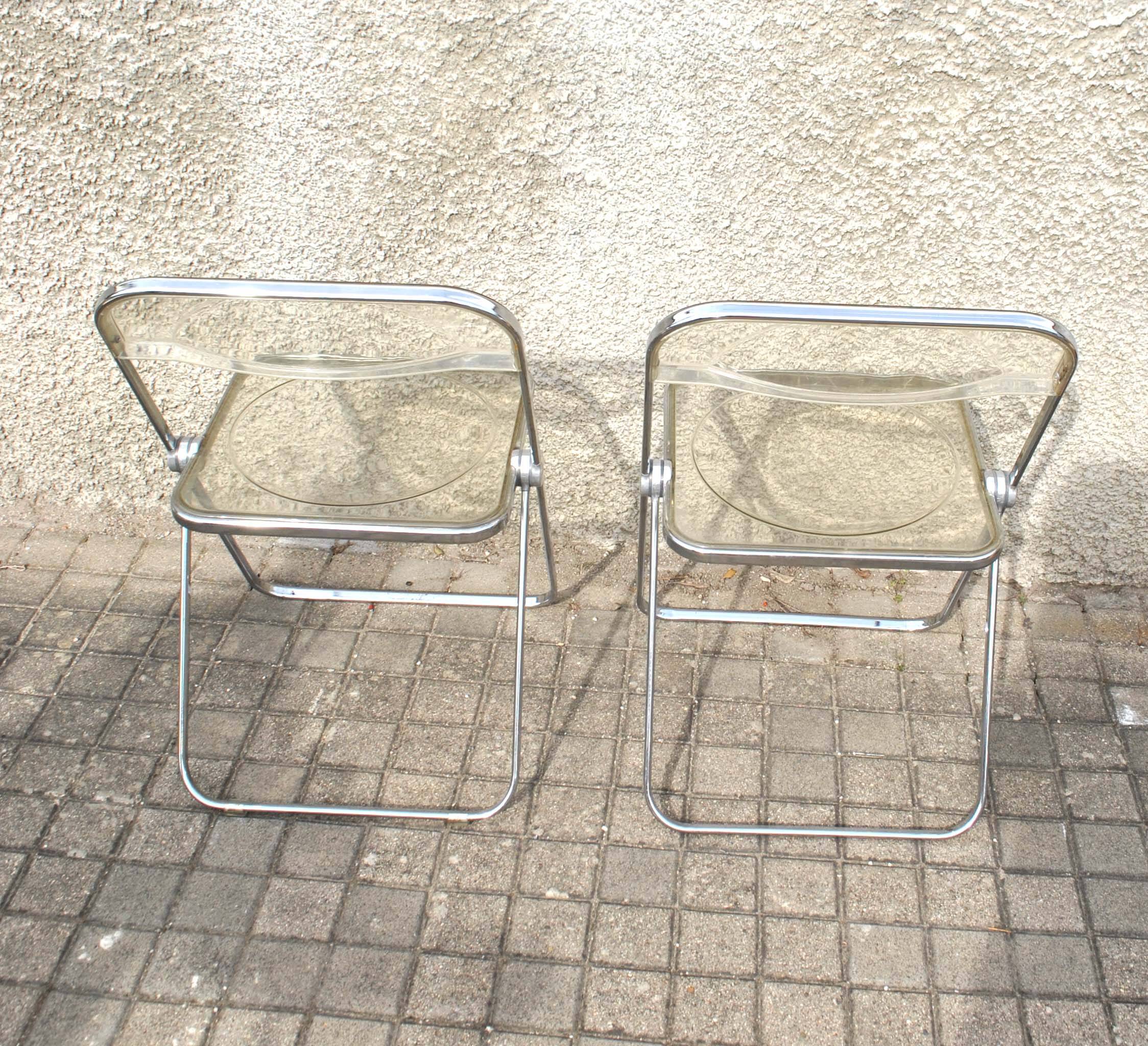 Set of 2 vintage DESIGN PLIA chairs by Giancarlo Piretti for Castelli Italy 1960s