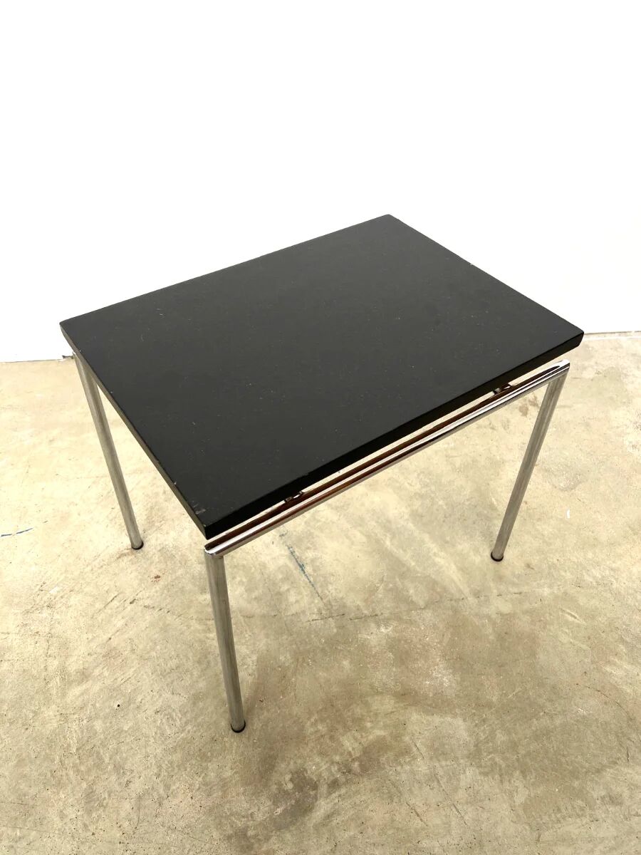 Vintage side table – Chrome and black – Netherlands 1960