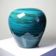 Large ceramic vase with mixed clays, malachite green glaze, 1950s-70s.