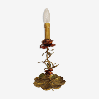 Wrought iron table lamp and gold leaf. France, 1950
