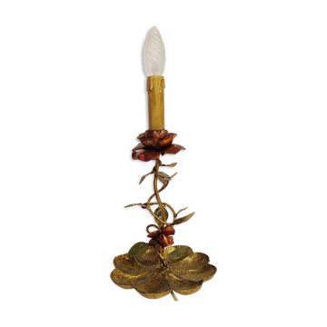 Wrought iron table lamp and gold leaf. France, 1950