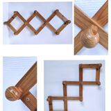 Vintage solid pine accordion coat rack