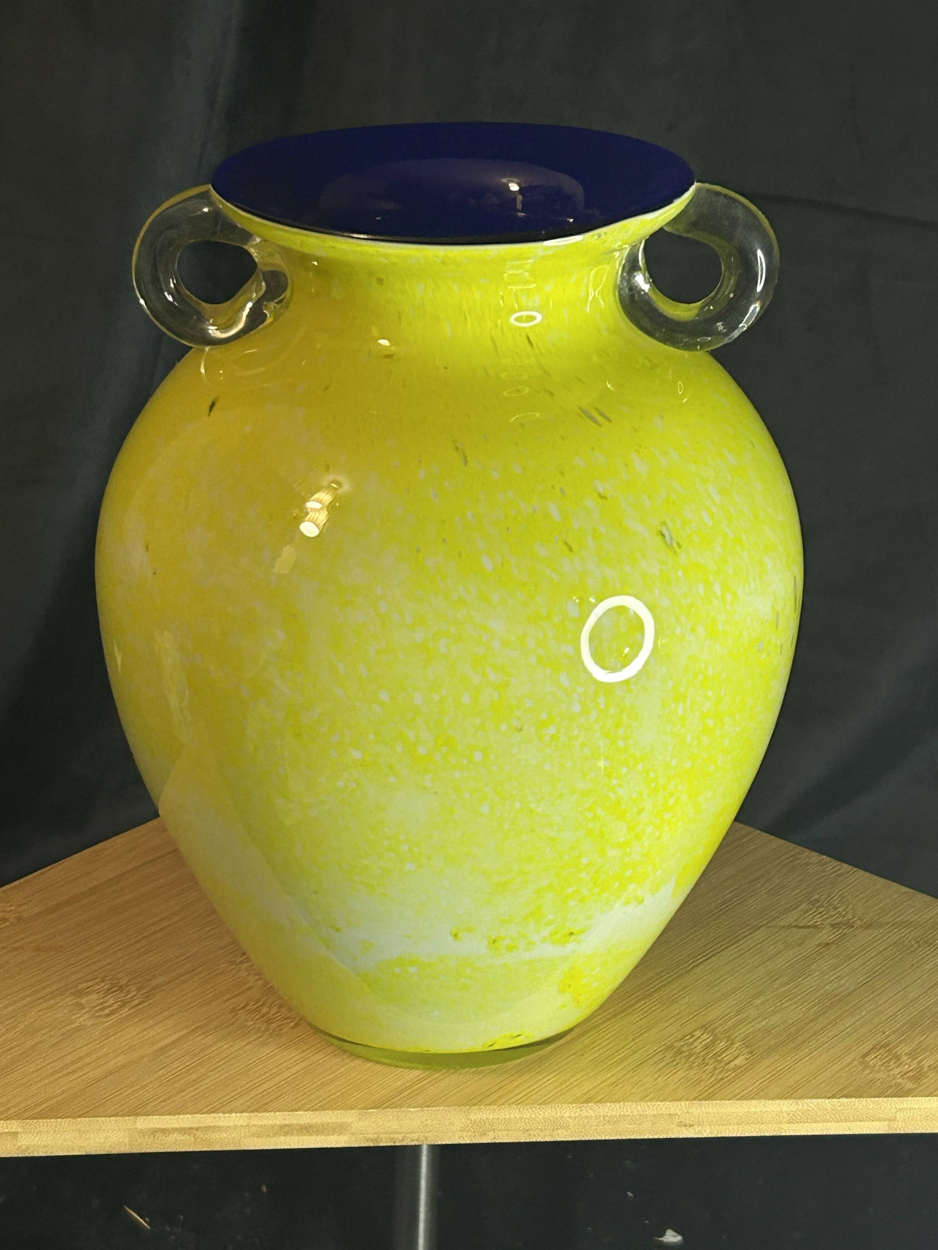 Murano Glass - Moretti Workshop - Large designer glass vase with inclusions