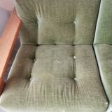 Scandinavian velvet and wood sofa
