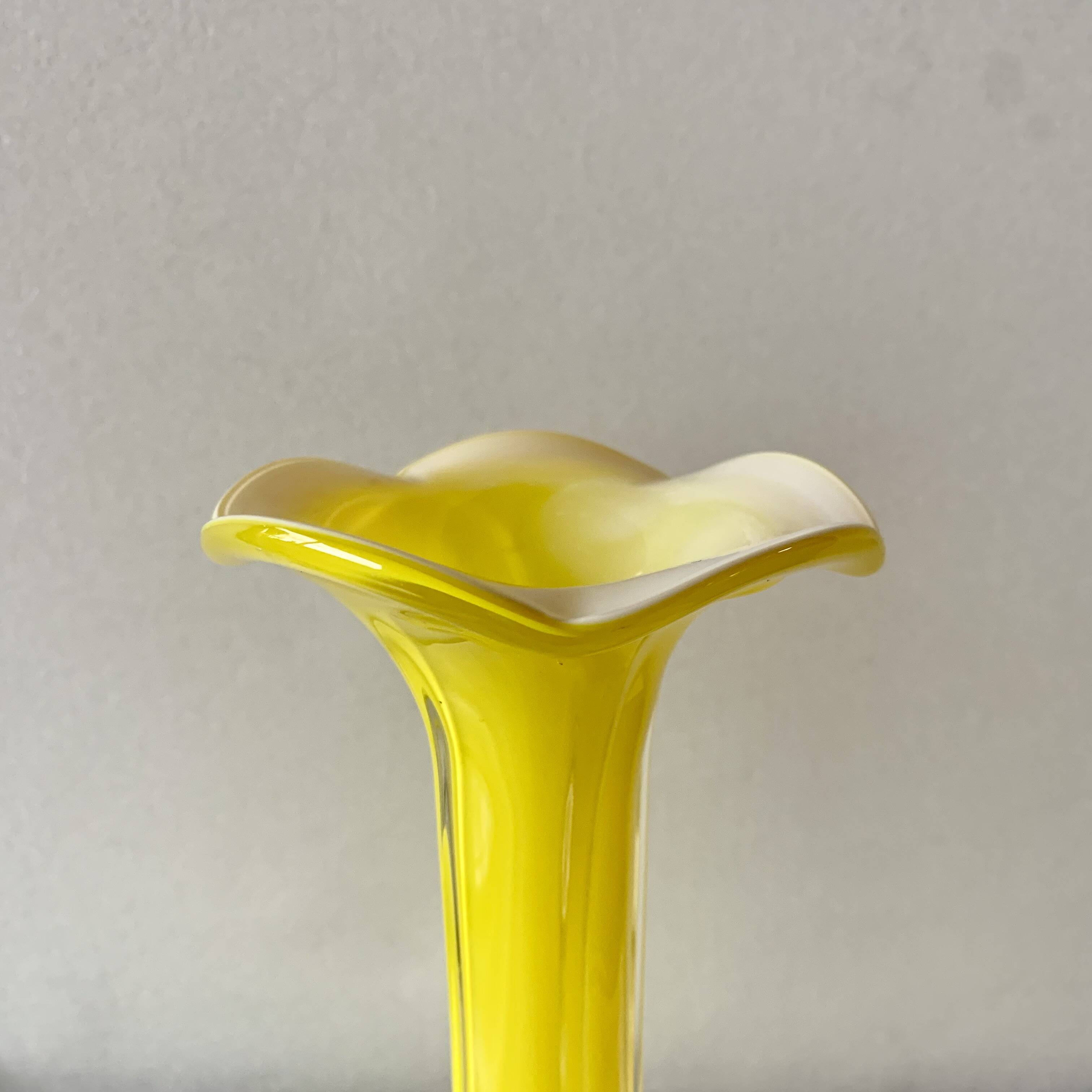Vintage yellow blown glass vase