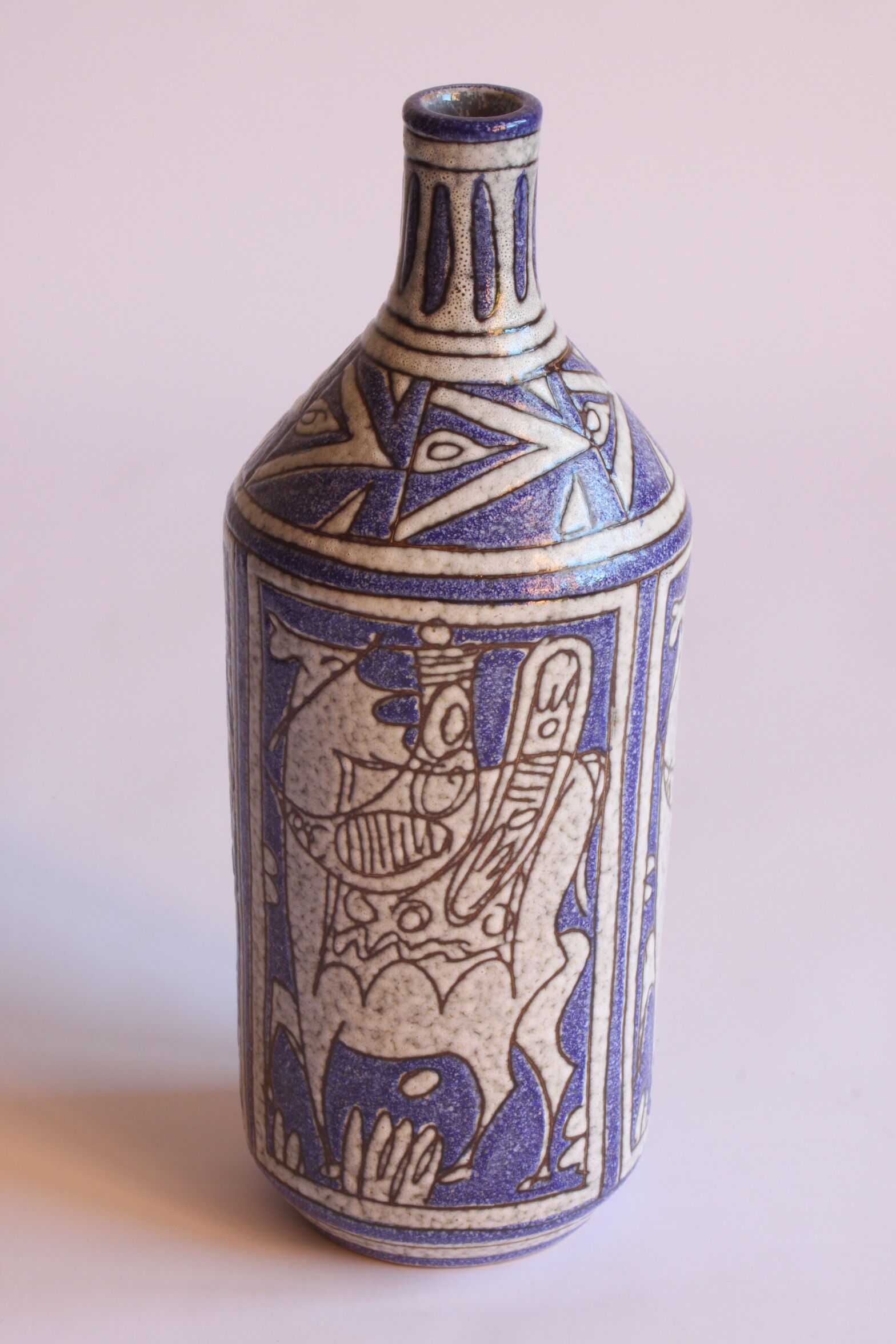 Abstract Sgraffito Bottle by Fratelli Fanciullacci, Italy, 1950s