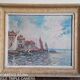 Louis Bessinger (1899-1978) - Huile sur panneau - vue d'un port - 48 x 37 cm