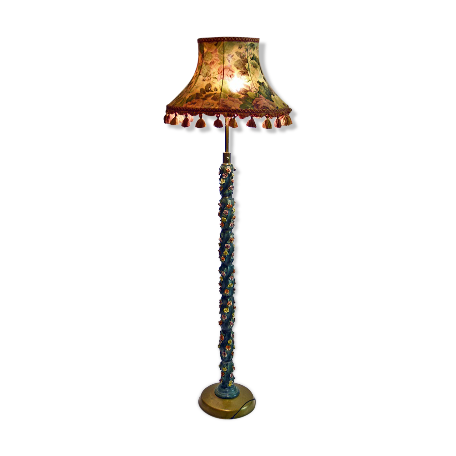 Ceramic floor lamp with little roses, 1950s