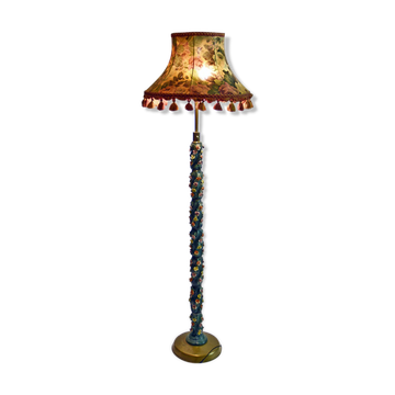 Lampadaire en céramique avec petites roses, années 1950