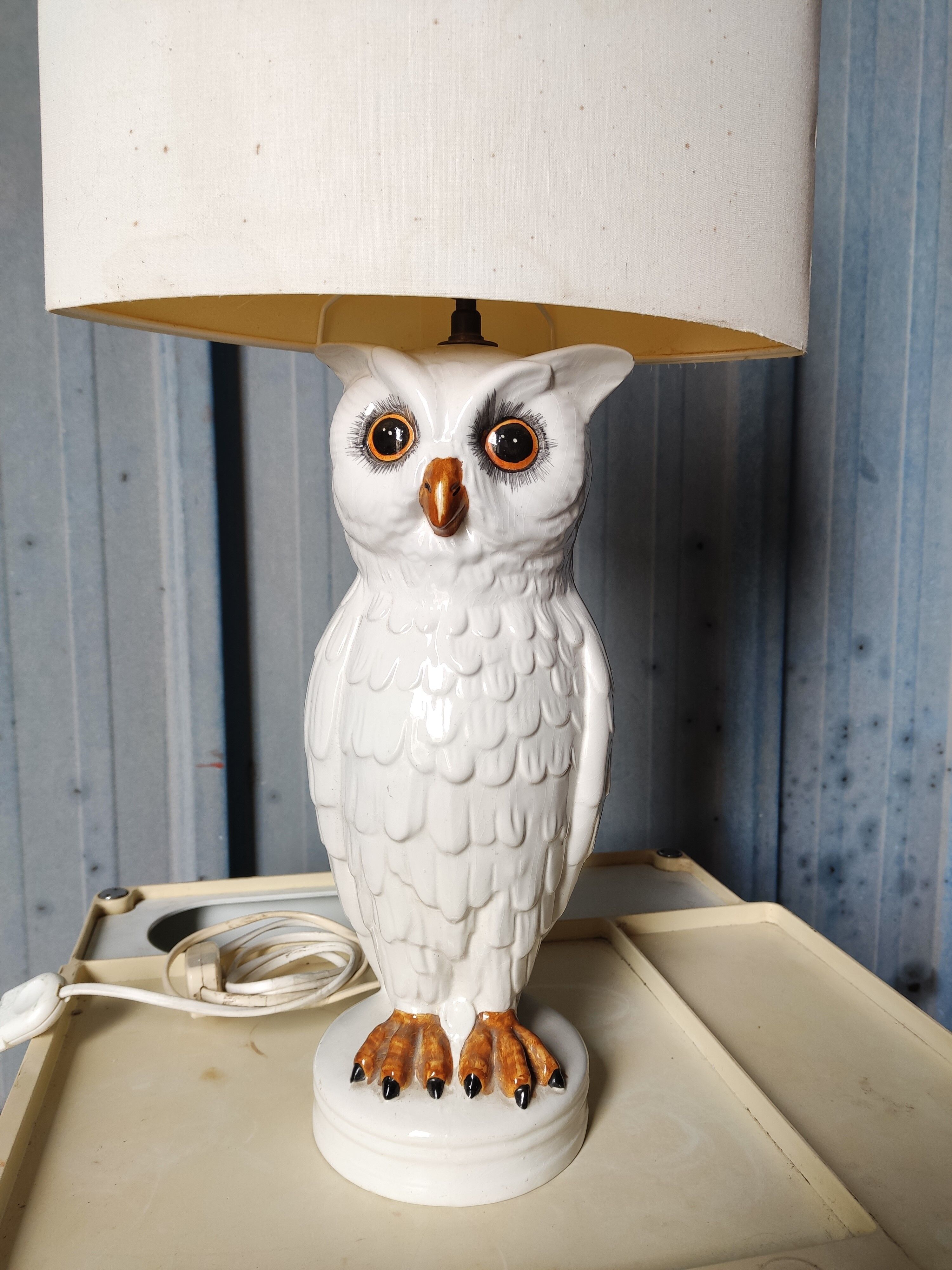 Lampe chouette en céramique de la maison Chaumette