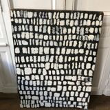 Graphic abstract painting on wood support