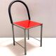 Ettore Sottsass style Red Vintage Side Chair, Laminate & Metal, Italy, 1980