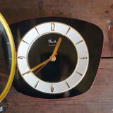 Vintage formica silent trapezoid wall clock "Flash black transistor"
