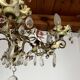 Lustre à décor de Fleurs en Porcelaine et pampilles