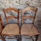 Set of 4 antique dining chairs with caned seats, beech, France, circa 1900–1920.