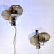 Sciolari, pair of chrome wall lights, smoked glass, Italy, 1970s