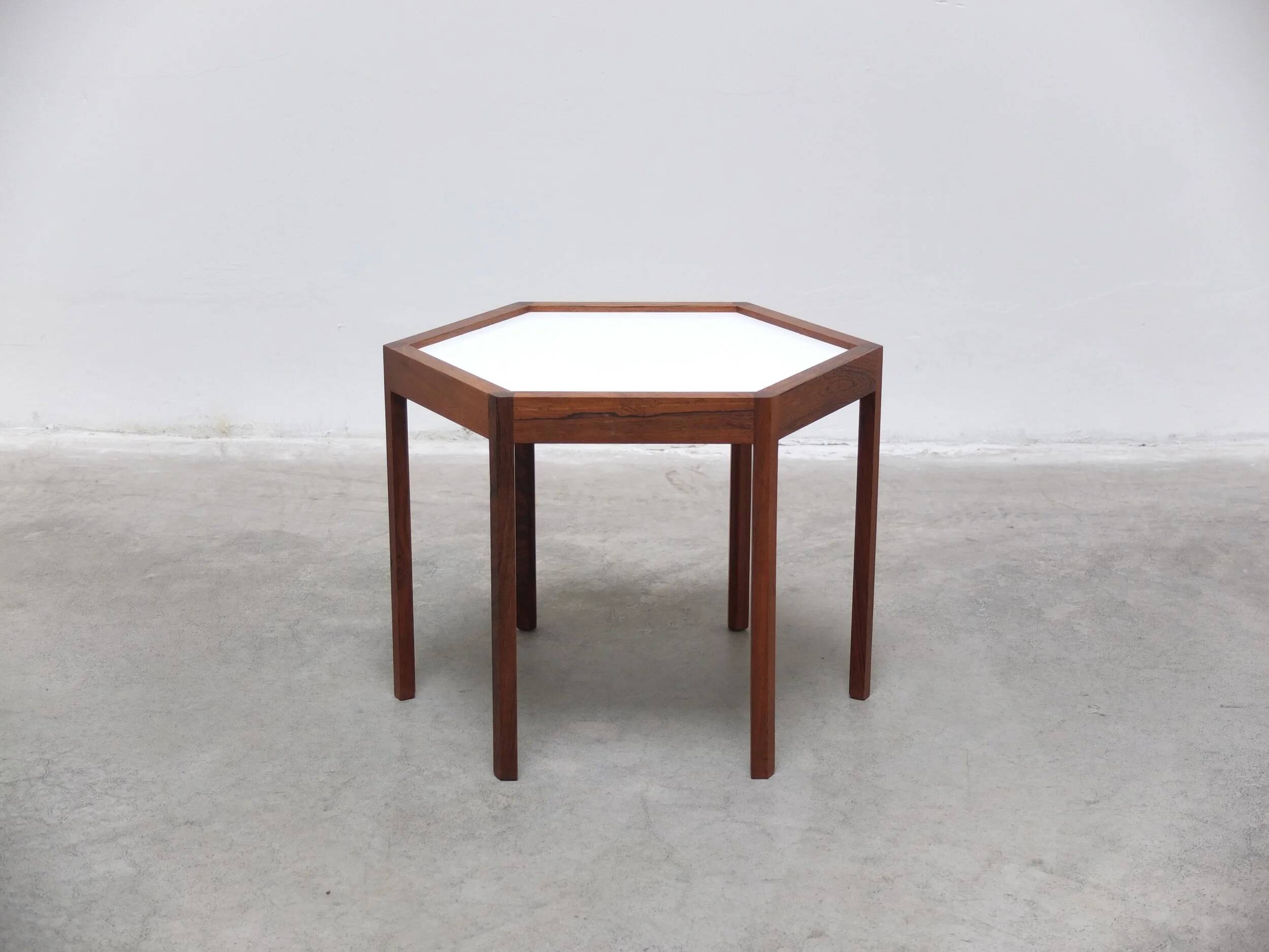 Rosewood 'Hexagon' side table by Hans Christian Andersen, 1960s