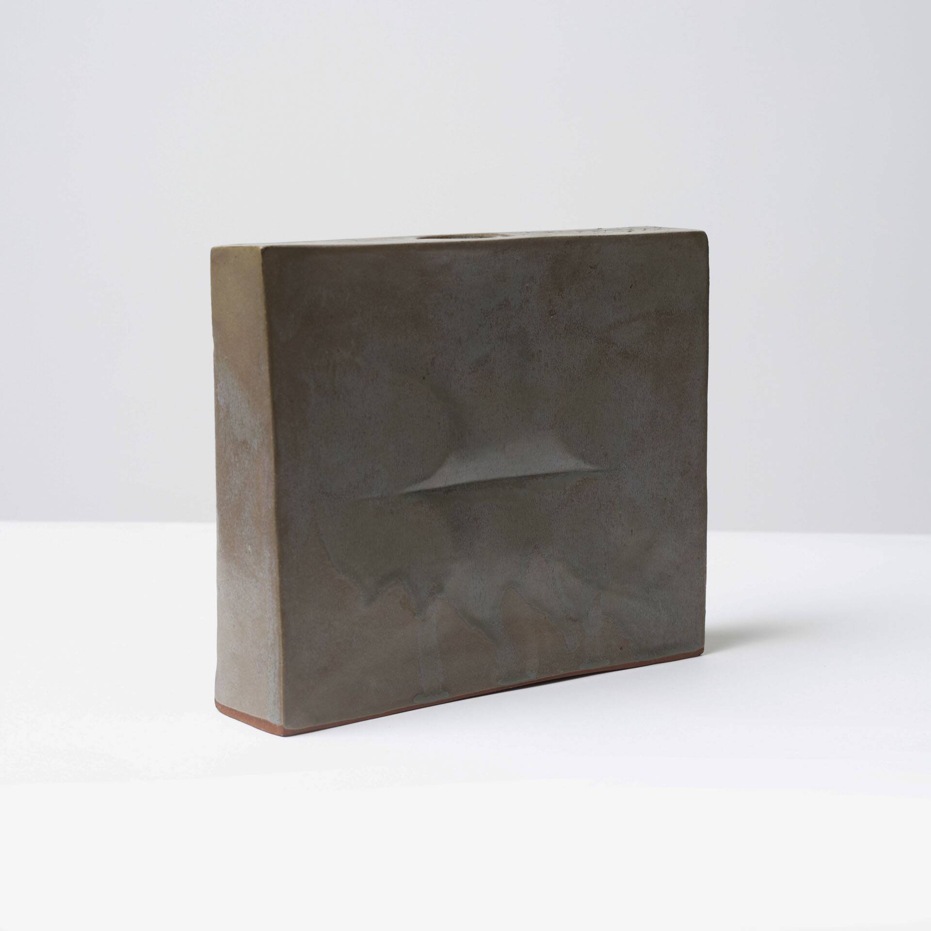 Unique square ceramic vase, Czechoslovakia, 1960s