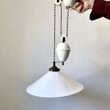 Suspension rises and falls in white glazed ceramic by The French House.