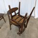 Set of 3 Vintage Wooden Dining Chairs with Brown Leather Seats / Mid-Centur