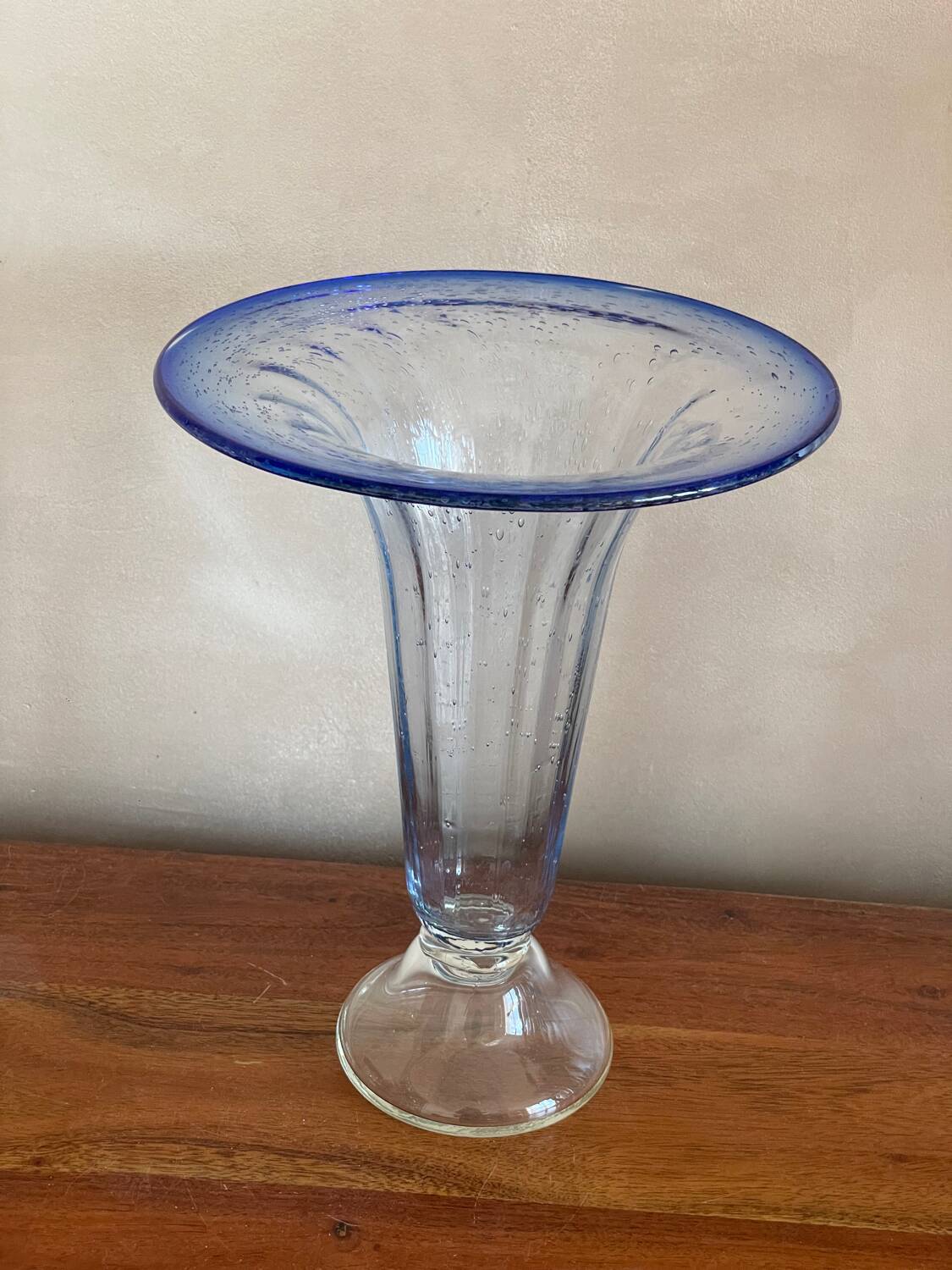 Bubble glass vase on foot