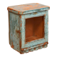 Vitrine murale en teck birman patine bleue d'origine