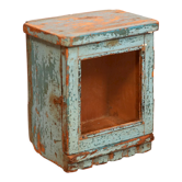 Vitrine murale en teck birman patine bleue d'origine