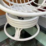 White rattan swivel chair