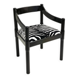 'Carimate' Black Walnut and Velvet Chair by Vico Magistretti for Cassina, 1