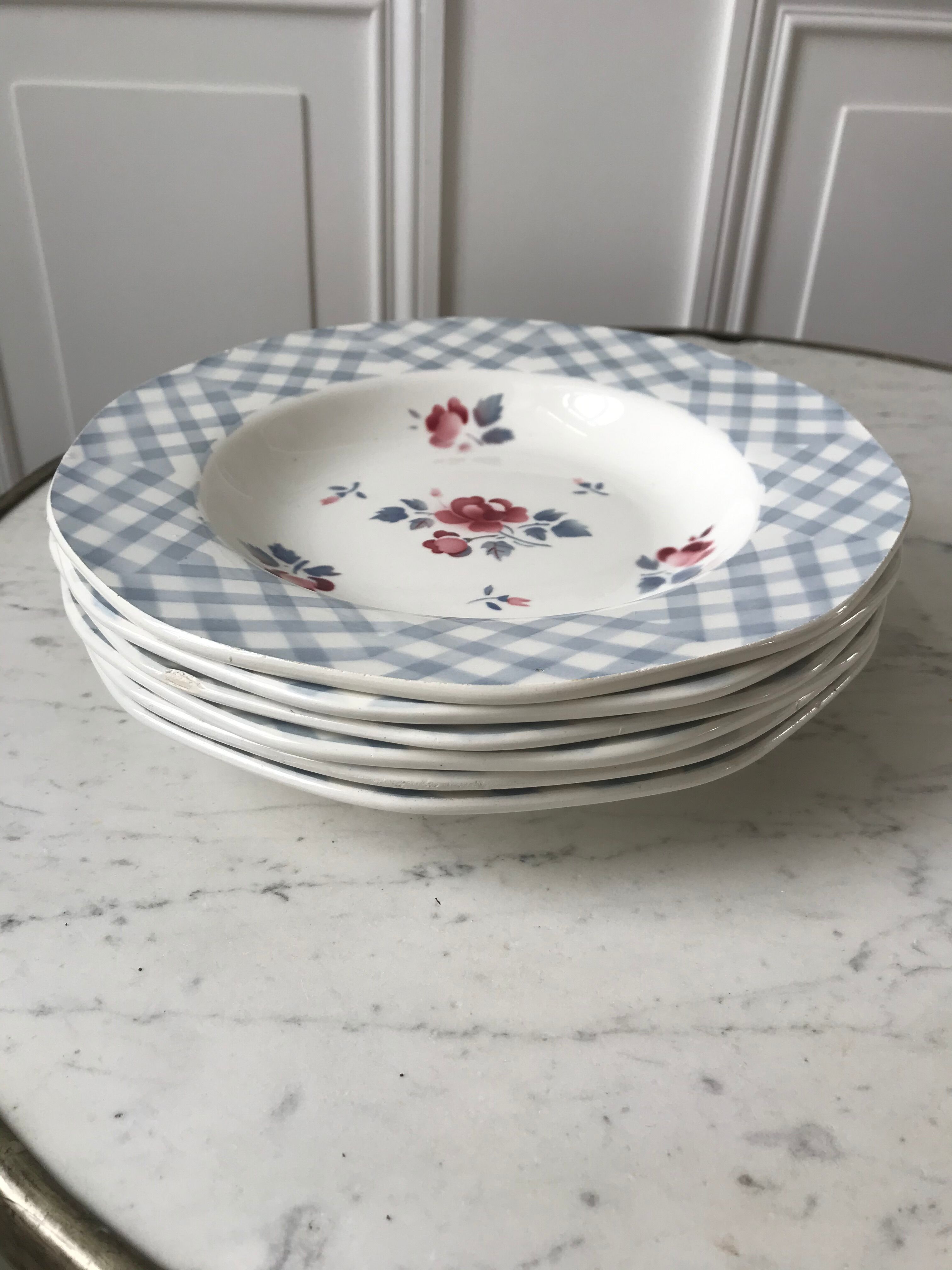 set of 6 hollow plates Digoin Sarreguemines model "Bastia" years 30-40