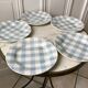 Lot de 5 assiettes plates digoin sarreguemines modèle "écossais" vichy bleu ciel années 40-50