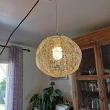 Vintage Twisted Silver Metal Pendant Light