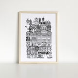 Saint-Petersbourg black-white screenprinting