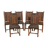 6 walnut chairs - renaissance style marble 19th century