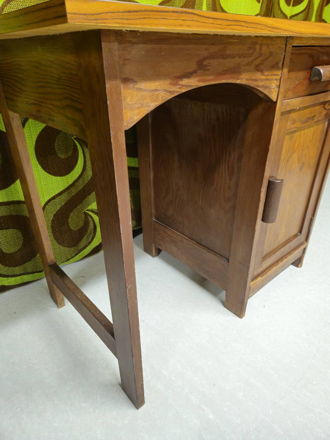 Small fir desk, workshop, 1950s