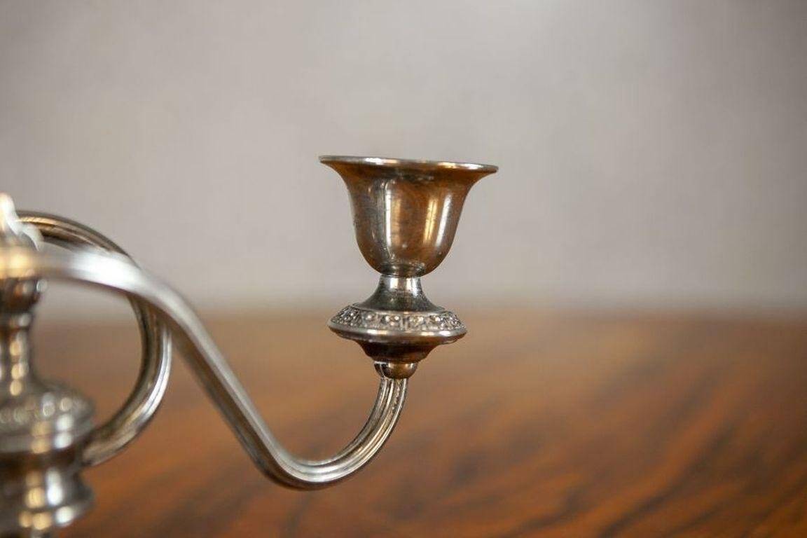 Silver-Plated Two-Armed Candleholder, 1940s