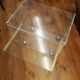 David Lange designer coffee table, plexiglass and gold metal, sliding top
